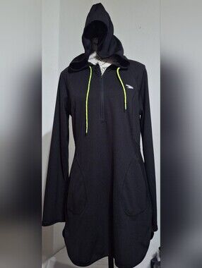Speedo Women's Black Hoodie Pullover with Lime Drawstrings